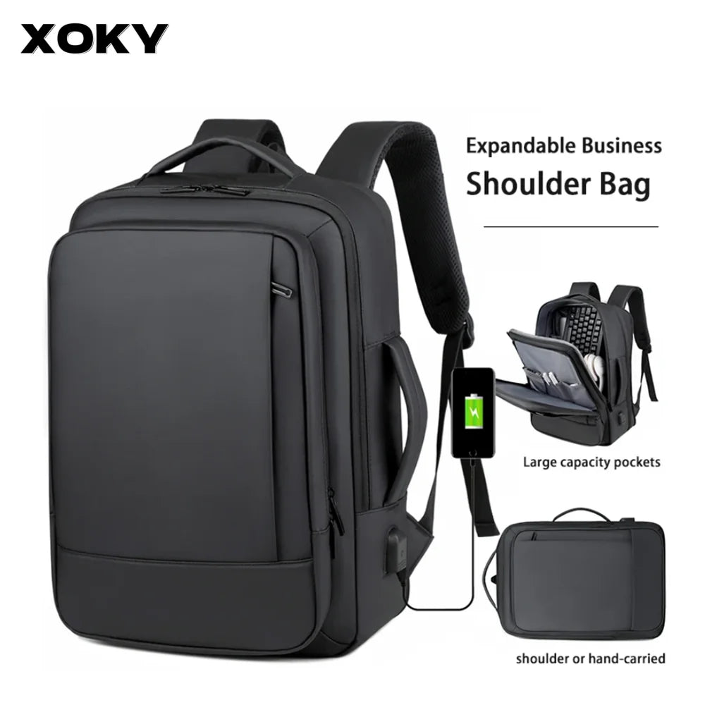 Men Business Laptop USB Charge Waterproof BackPack