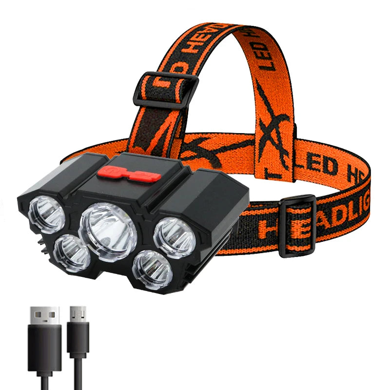 5 LED Rechargeable 一Strong Camping Adventure Headlamp
