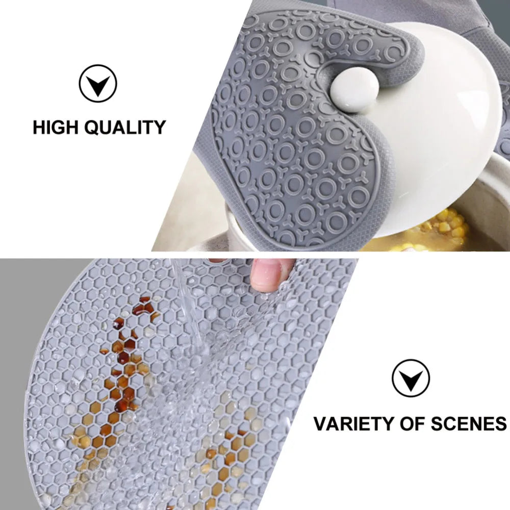 7Pcs/set Microwave Heat Insulation Silicone Gloves, Pot Holder & Hand Clip