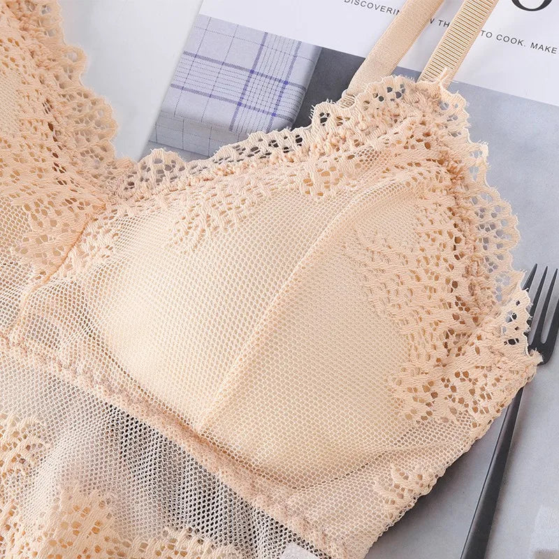 Women French Lace Underwear Bra Top Lingerie Set