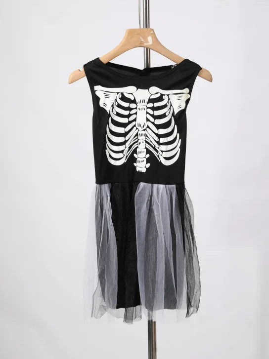 Halloween Child Skeleton Dress Suit Cosplay