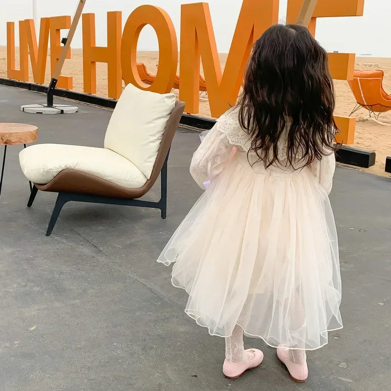 Autumn Winter Girls Long Sleeve Lace Dress