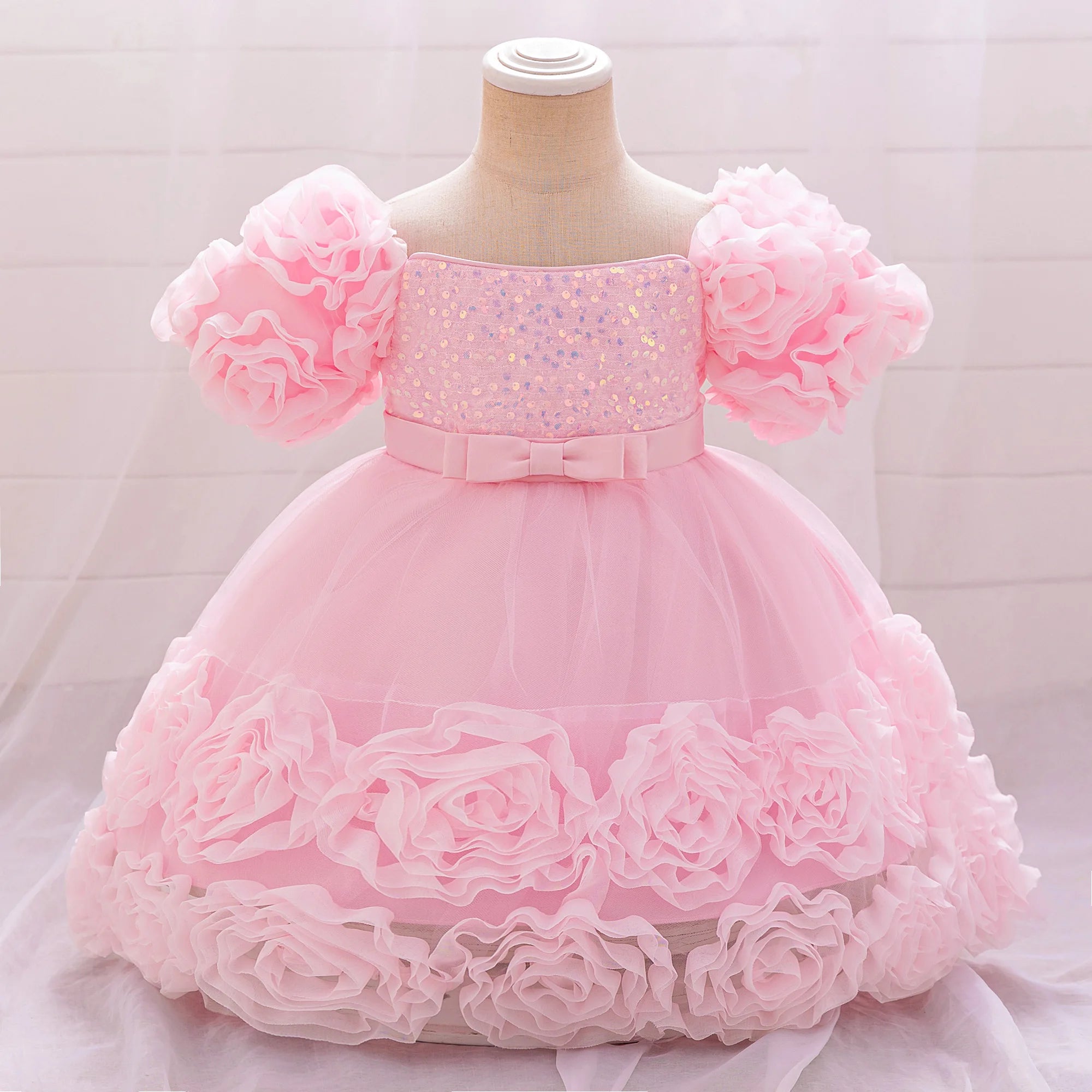 3D Flower Girls Party Princess Dress