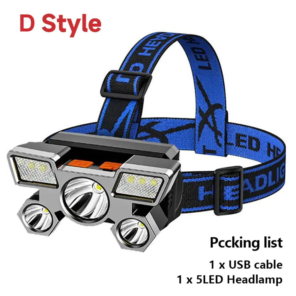 5 LED Rechargeable 一Strong Camping Adventure Headlamp