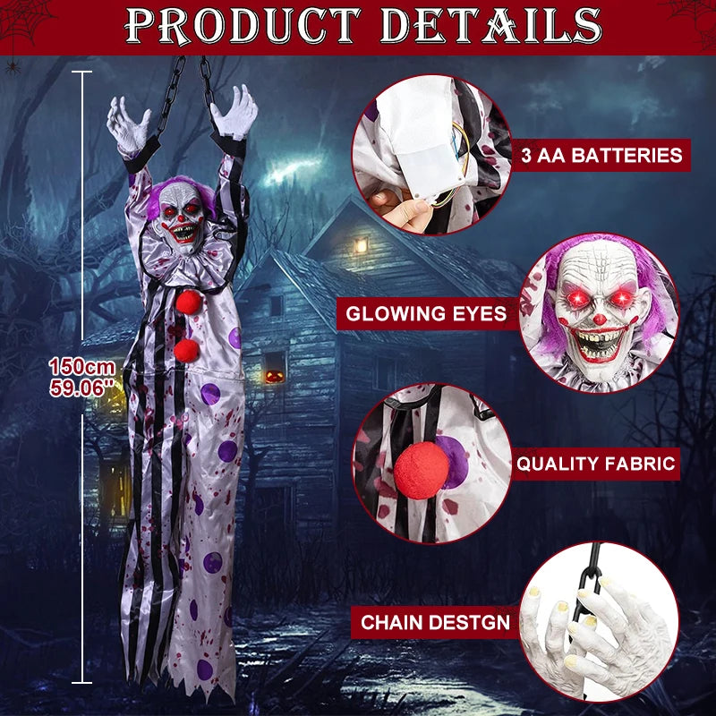 Halloween Decorations Electric Voice-activated Hanging Ghost Clown