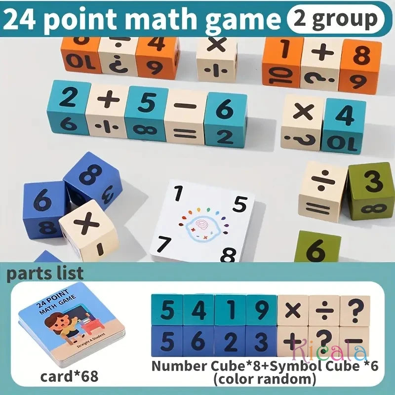 24-Point Wooden Math Cube for Kids Learning Toy