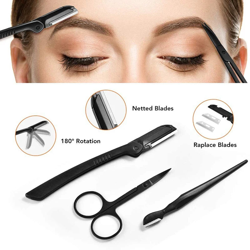 2-17 PCS Eyebrow Trimmer Tweezers Makeup Set