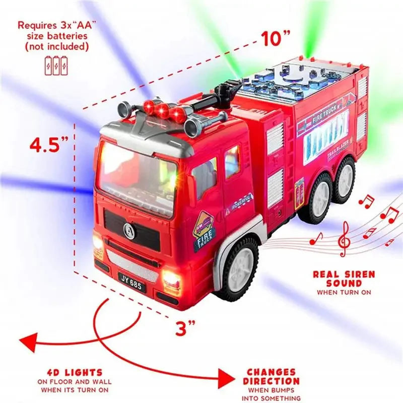 Kids Electric Fire Truck Toy With Siren Sounds