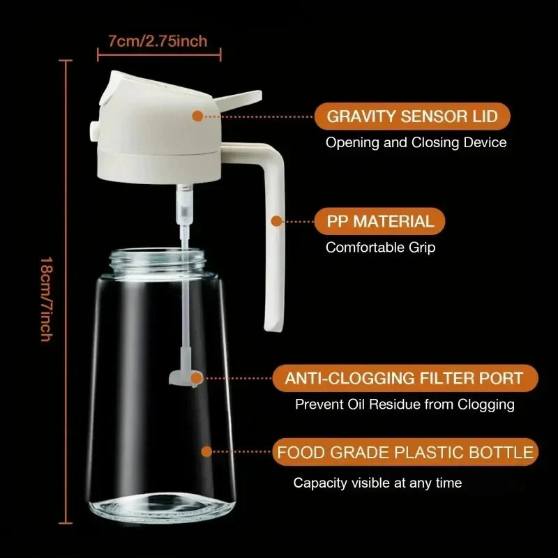 Multifunctional oil bottle 2-in-1 sprayer cooking oil dispenser