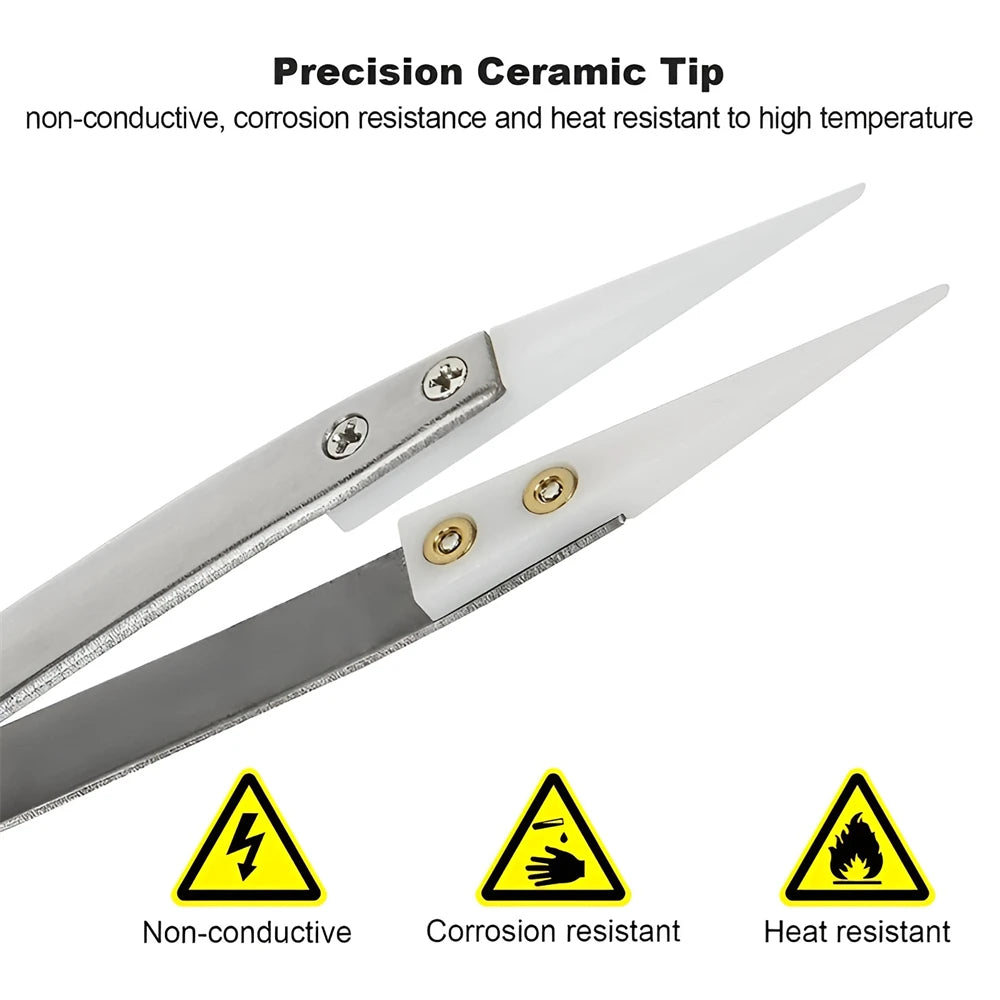 1/3PCS Resistant Precision Chuck Ceramic Tweezers