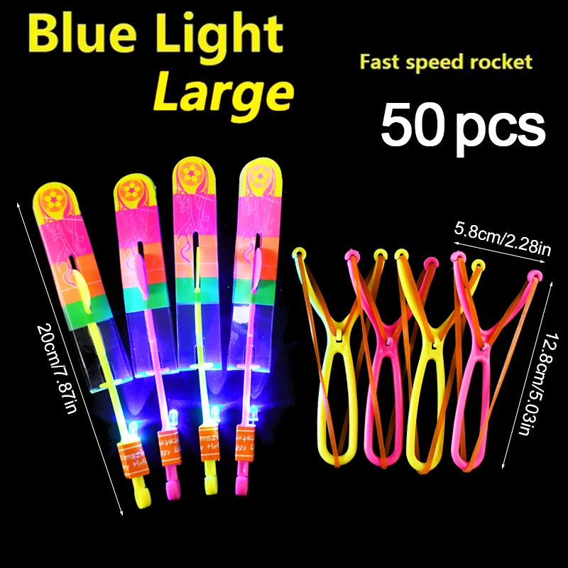 5/20/50Pcs Kid LED Light Arrow Rocket Helicopter Flying Toys