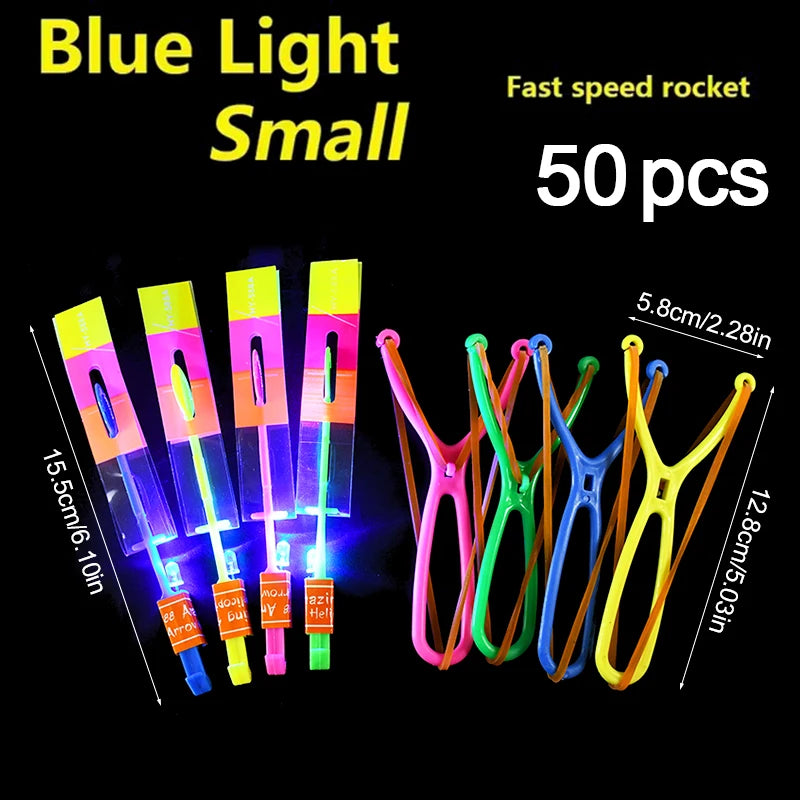 5/20/50Pcs Kid LED Light Arrow Rocket Helicopter Flying Toys
