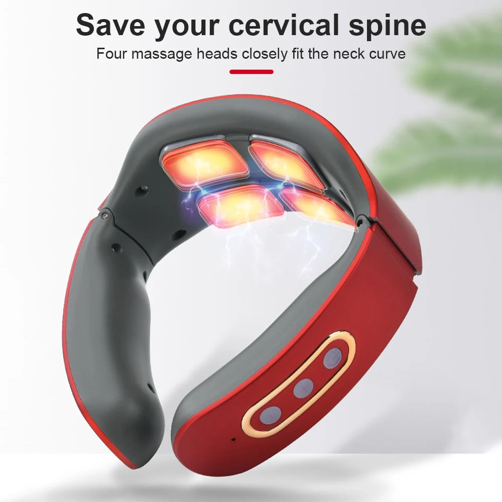 Electric Neck Magnetic Pulse Heating Relax Pain Relief Massage