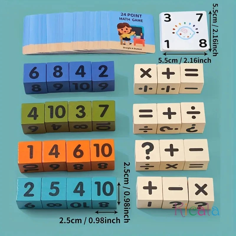 24-Point Wooden Math Cube for Kids Learning Toy