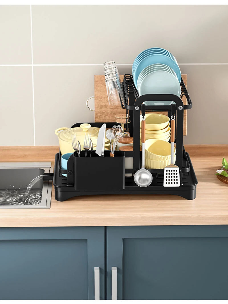 2 Tier Dish Bowl Drainer Storage Rack