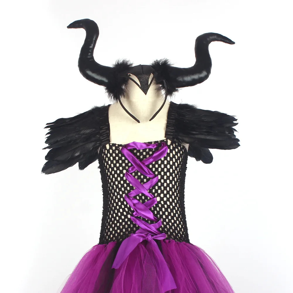 Halloween Children Cosplay Purple Gauze Dress