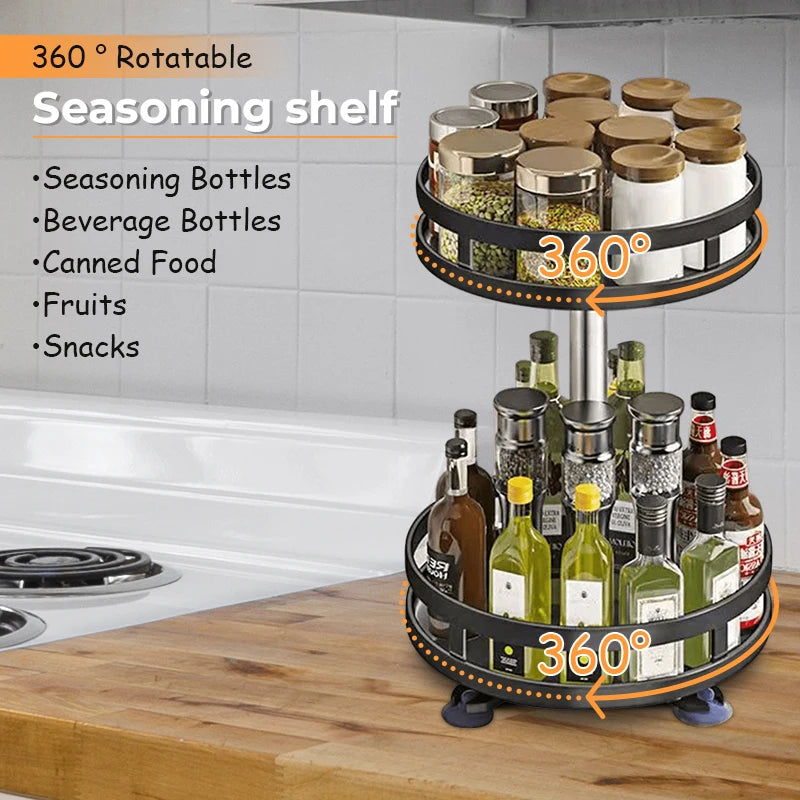 360°Rotation Spice Rack Organizer For Kitchen Accessories