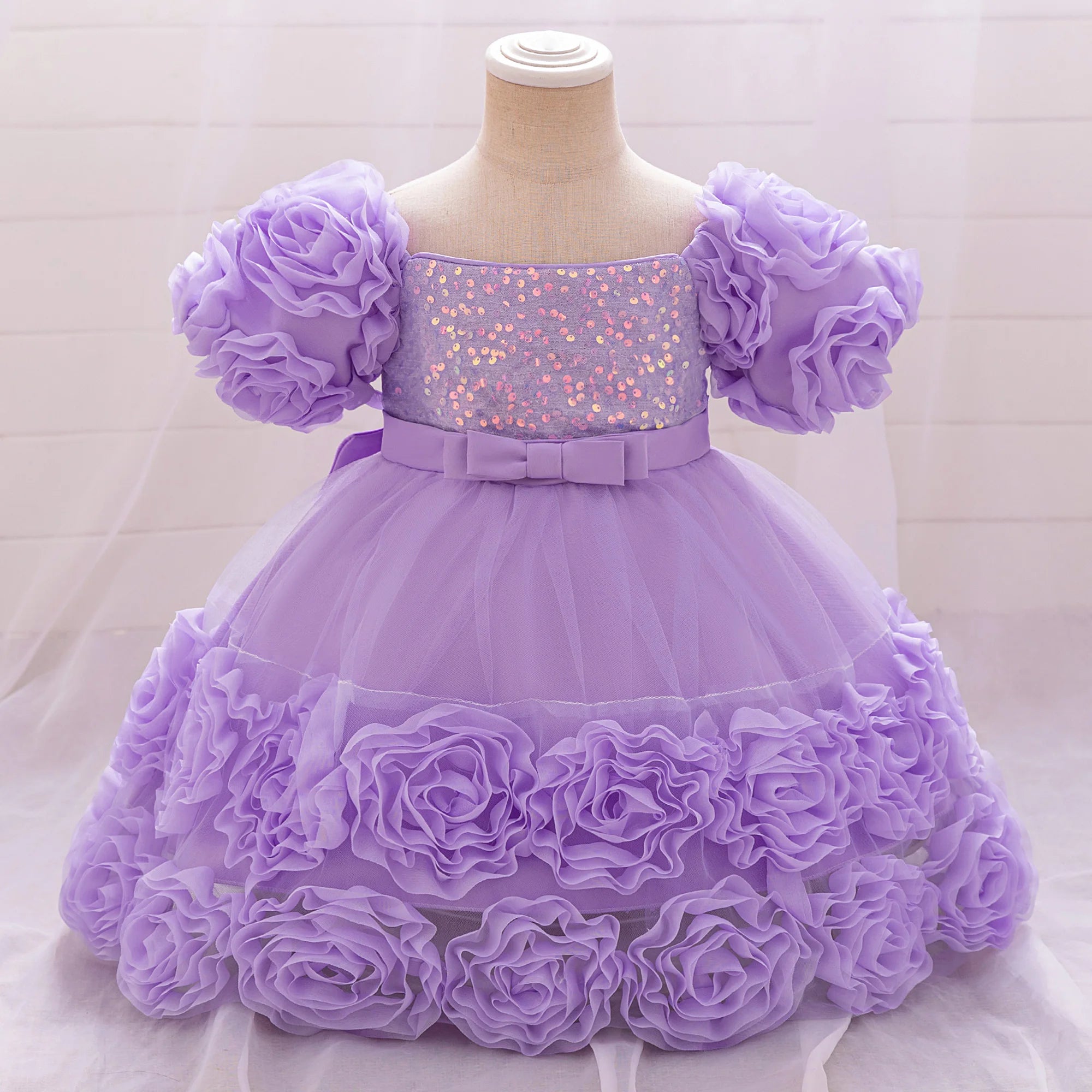 3D Flower Girls Party Princess Dress