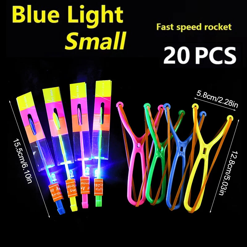 5/20/50Pcs Kid LED Light Arrow Rocket Helicopter Flying Toys