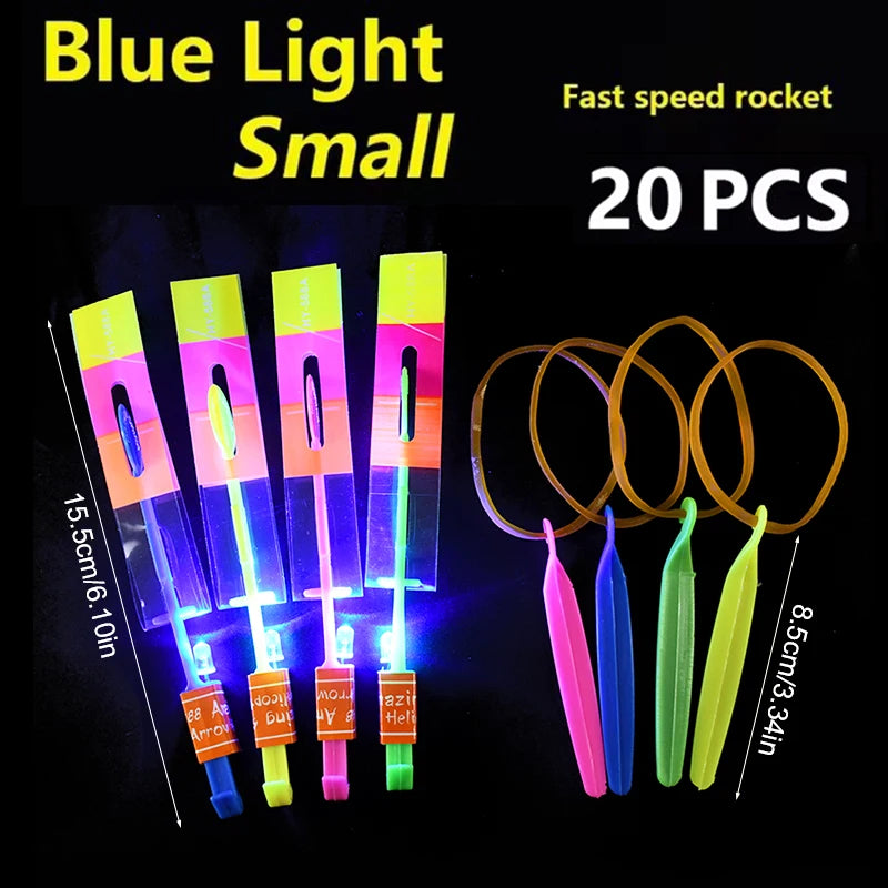 5/20/50Pcs Kid LED Light Arrow Rocket Helicopter Flying Toys