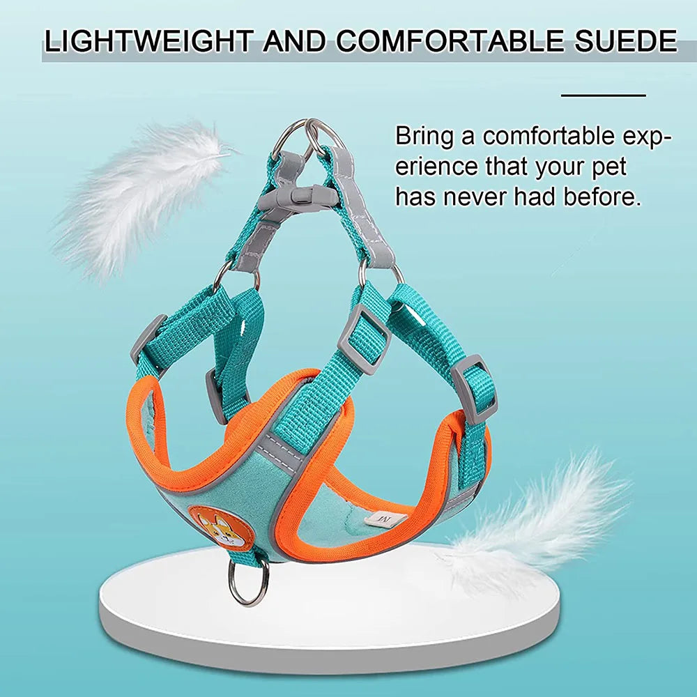 Step-in Pet Adjustable Soft Harness and Leash Set