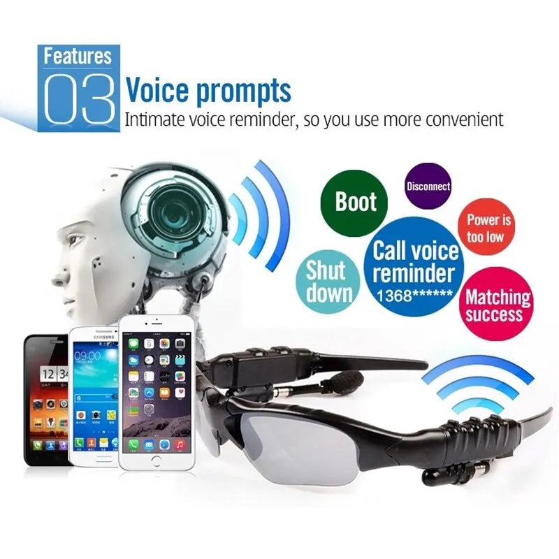 Stereo Earphones Wireless Headset with Mic Sunglasses