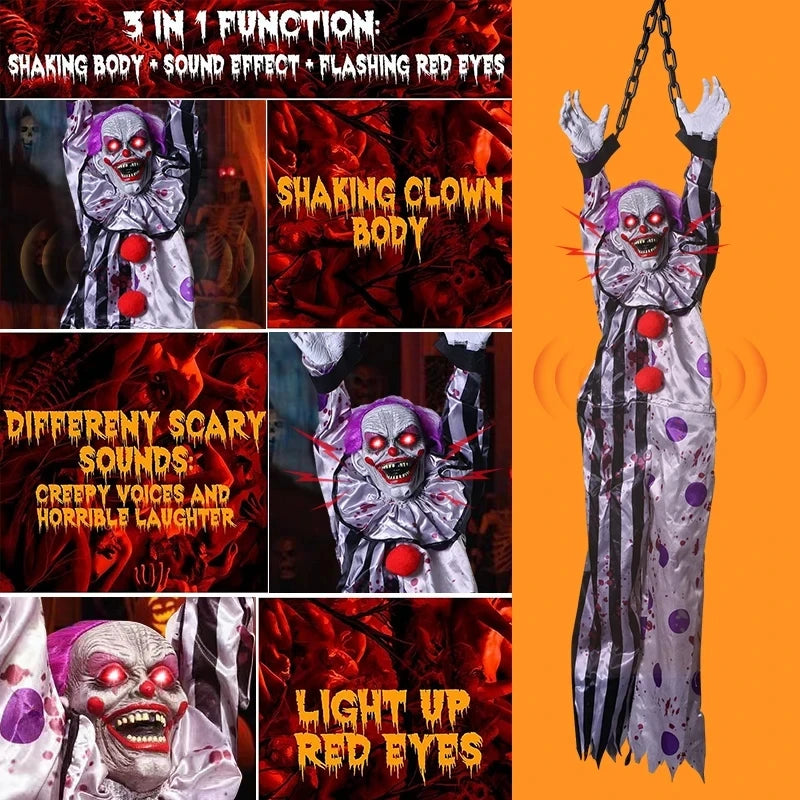 Halloween Decorations Electric Voice-activated Hanging Ghost Clown