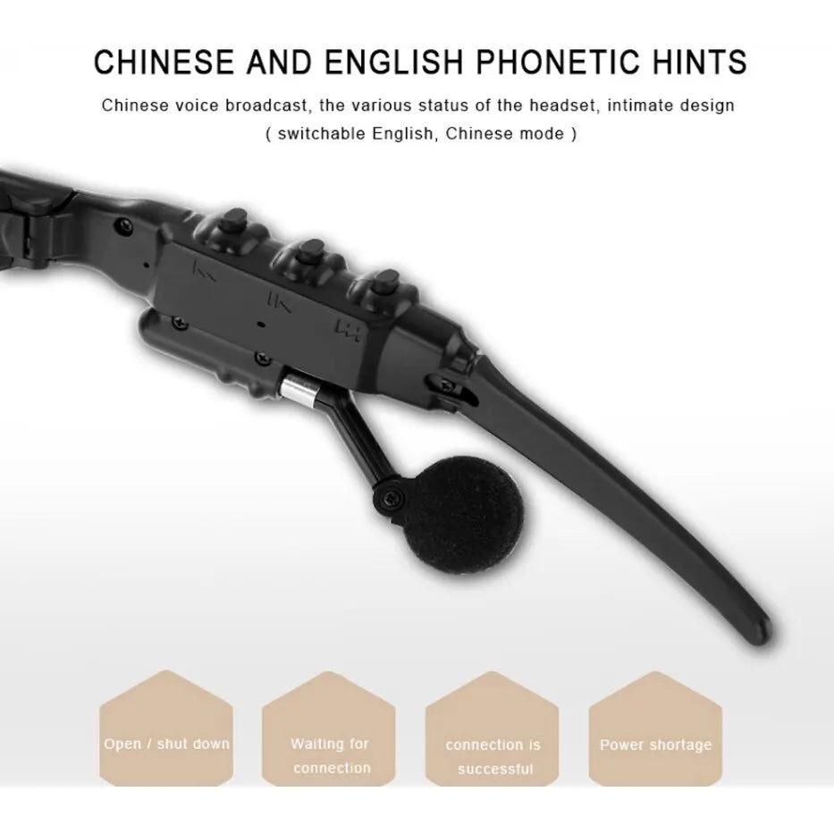 Stereo Earphones Wireless Headset with Mic Sunglasses