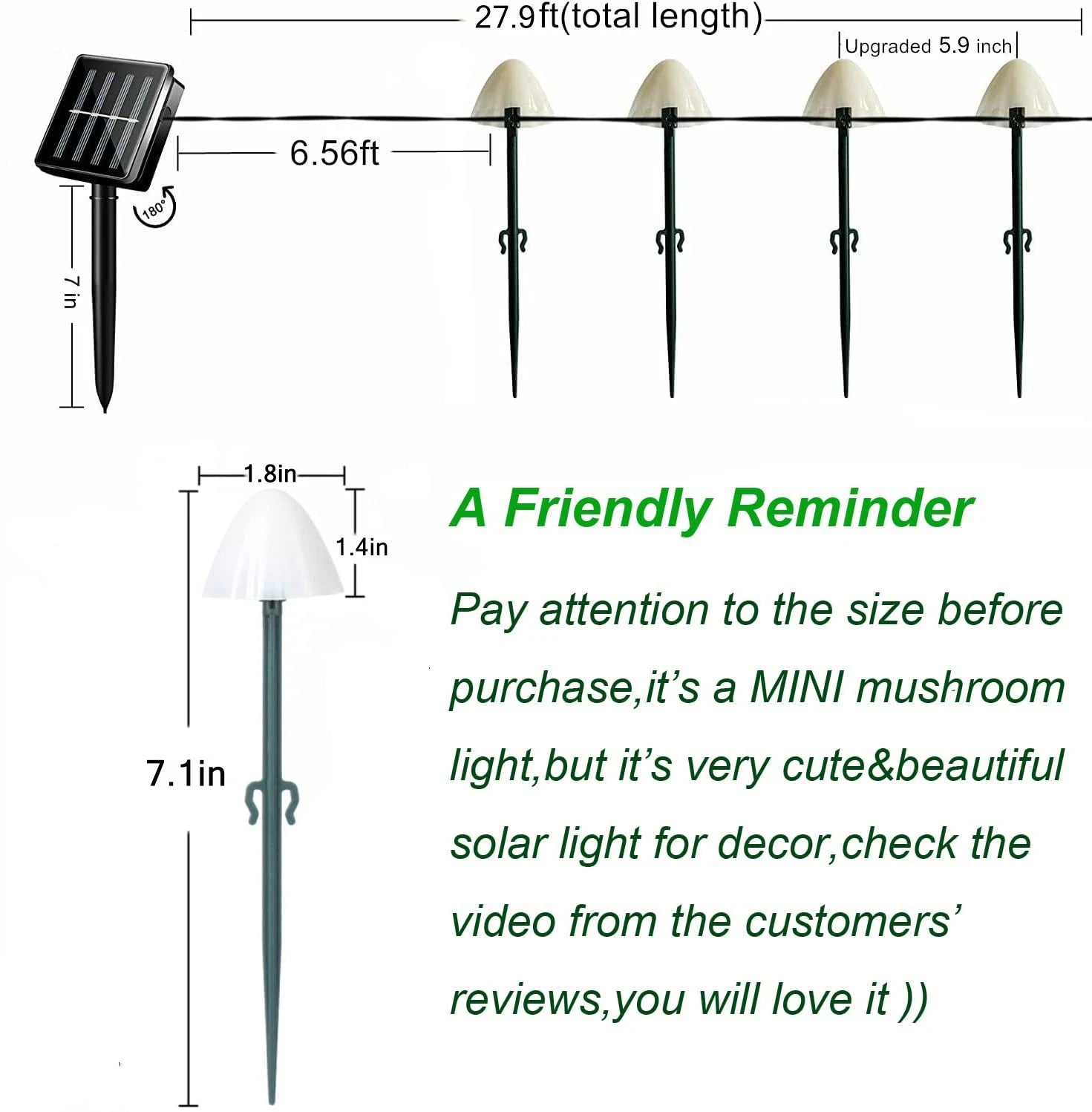 10 LED Solar Mushroom Lights