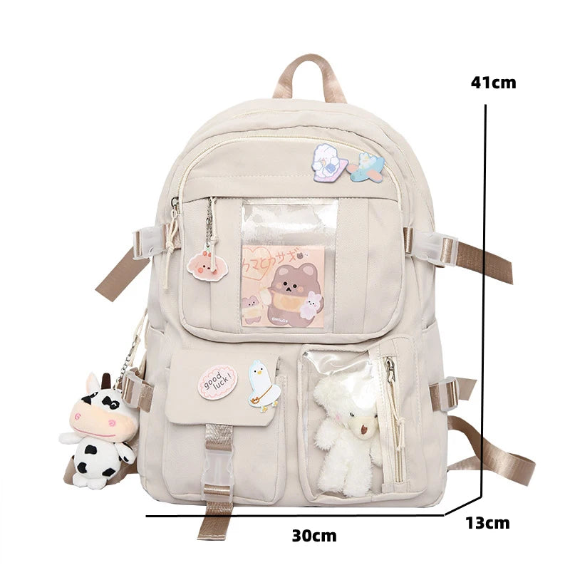 Women Waterproof Nylon School Backpack