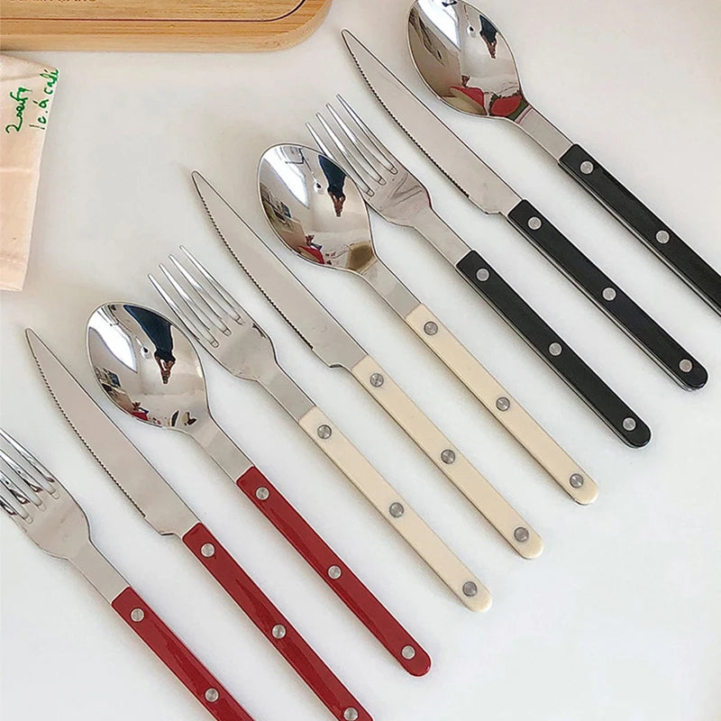 4pcs/Set Stainless Steel Table Spoon，Knife， Fork， Tea Spoons