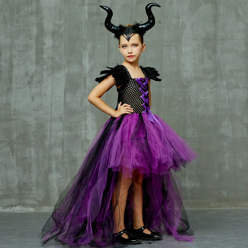 Halloween Children Cosplay Purple Gauze Dress