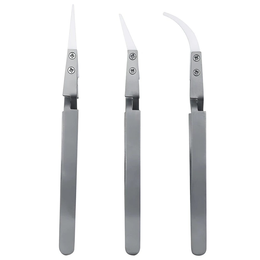 1/3PCS Resistant Precision Chuck Ceramic Tweezers