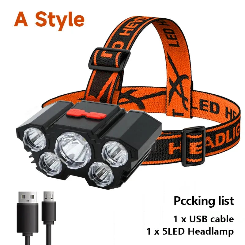 5 LED Rechargeable 一Strong Camping Adventure Headlamp