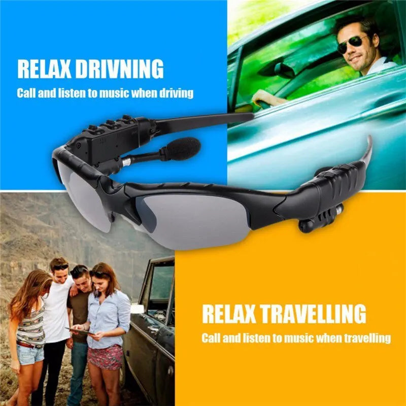 Stereo Earphones Wireless Headset with Mic Sunglasses
