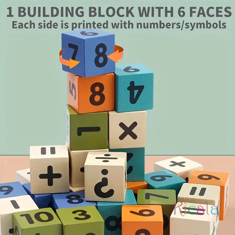 24-Point Wooden Math Cube for Kids Learning Toy