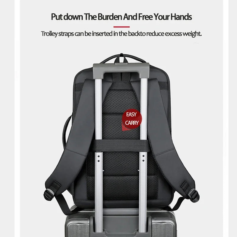 Men Business Laptop USB Charge Waterproof BackPack