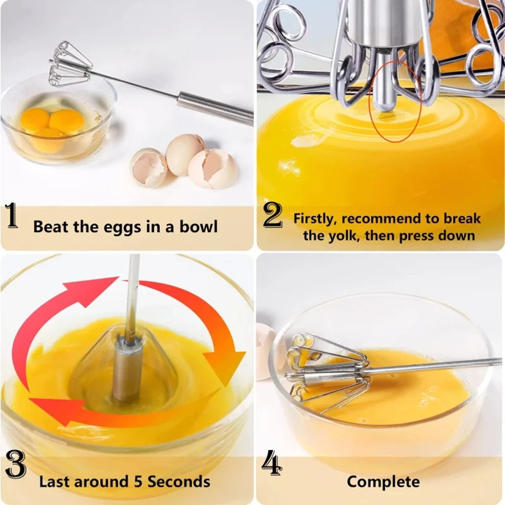 Semi Automatic Whisk Egg Stainless Steel Hand Mixer