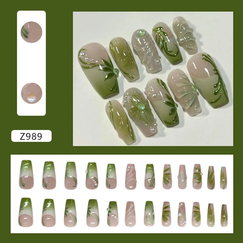 24pcs Retro Ocean Fake Nails