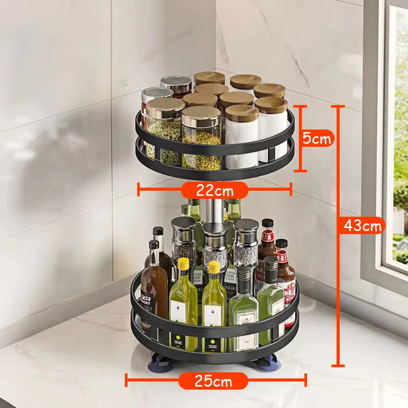 360°Rotation Spice Rack Organizer For Kitchen Accessories