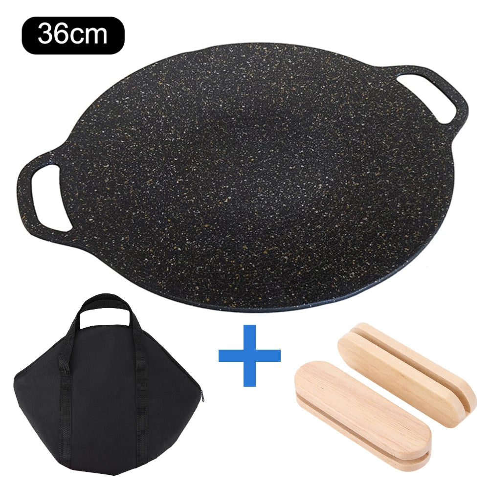 Grill Pan Korean Roastig Frying Pan, Non-stick Plate,  Baking Tray for Camping Bakeware Set