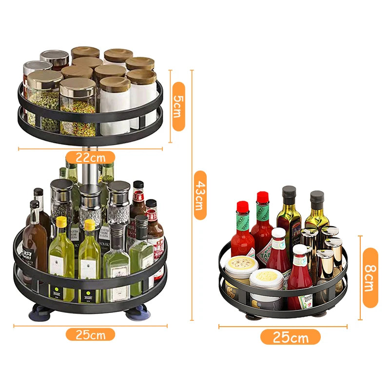 360°Rotation Spice Rack Organizer For Kitchen Accessories