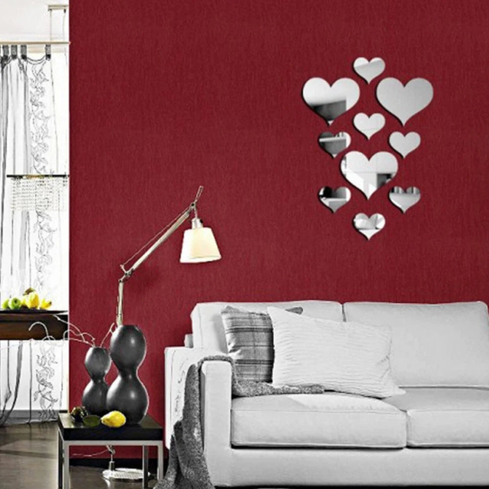 10Pcs/Set Durable Love Heart Wall Sticker Decoration