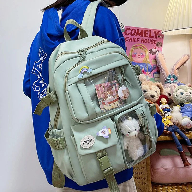 Women Waterproof Nylon School Backpack