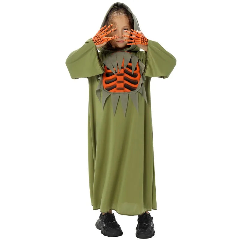 Halloween Pumpkin Cosplay Children Jumpsuit Headwear