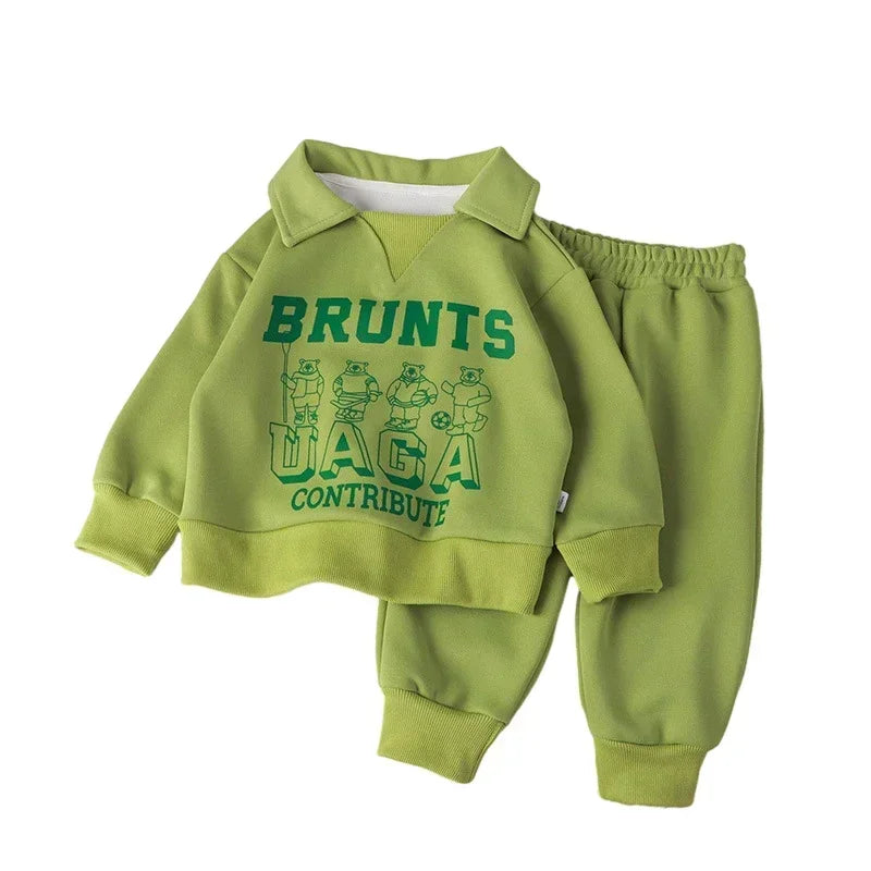 Children Sets Polo Sweatshirt+Pants