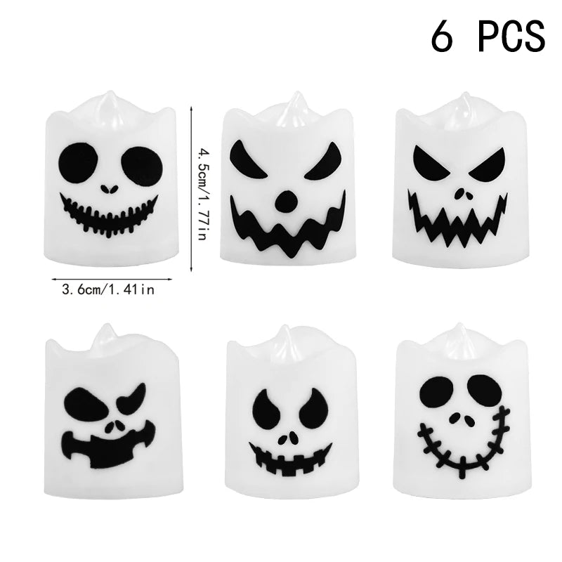 6pcs Halloween Led Ghost Candle Light