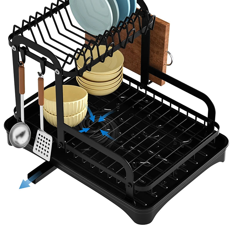 2 Tier Dish Bowl Drainer Storage Rack