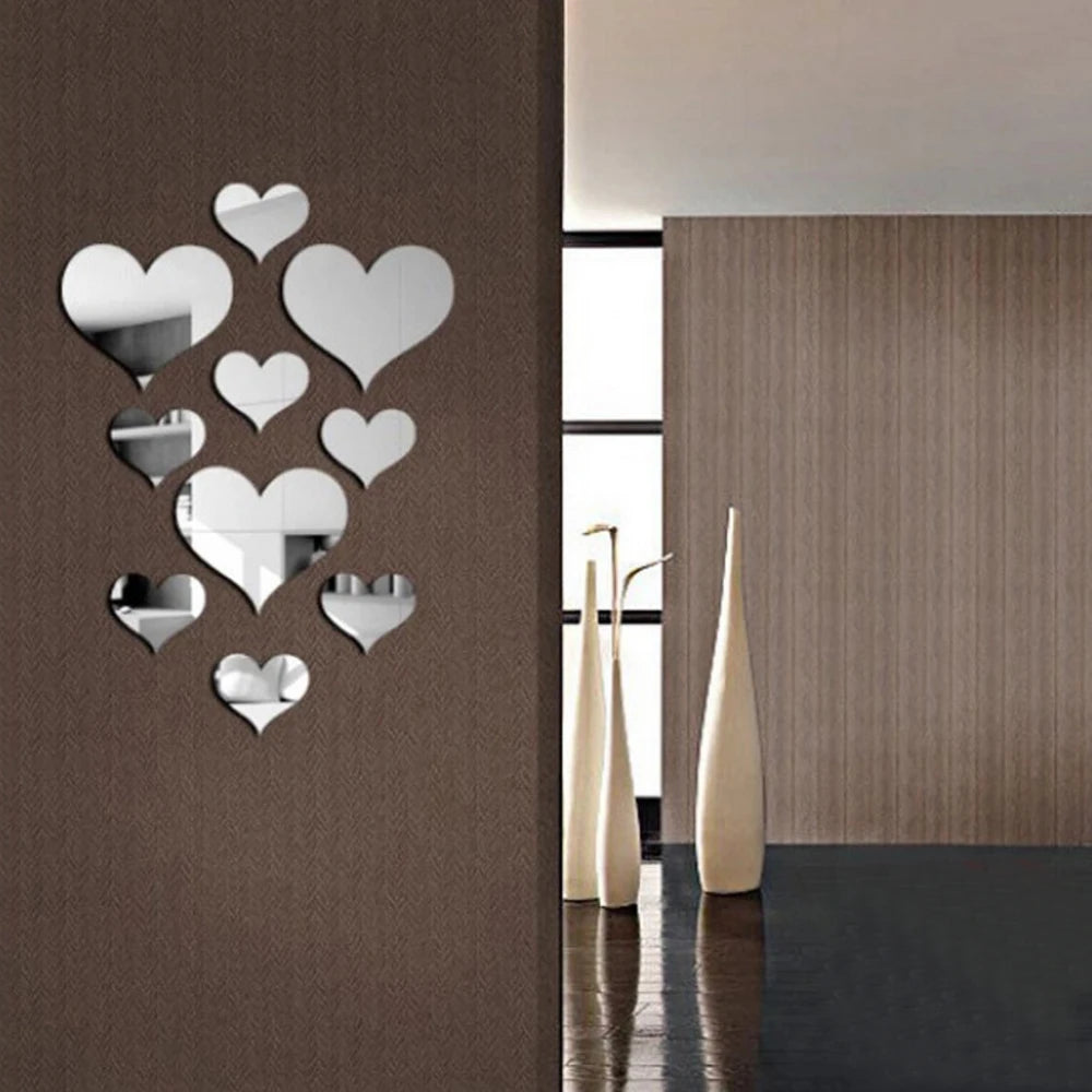 10Pcs/Set Durable Love Heart Wall Sticker Decoration