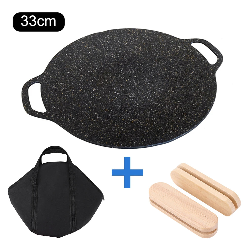 Grill Pan Korean Roastig Frying Pan, Non-stick Plate,  Baking Tray for Camping Bakeware Set